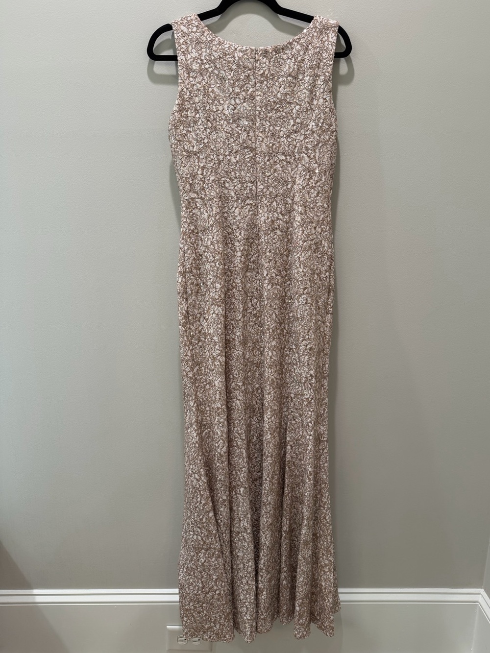 Alex Evenings Size 6 Champagne Gold Sequin Lace Maxi Dress Gown - Picture 5 of 7
